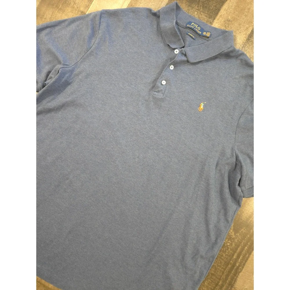 Polo Ralph Lauren Mens XXL Classic Fit Short Sleeve Polo Shirt Heather Blue